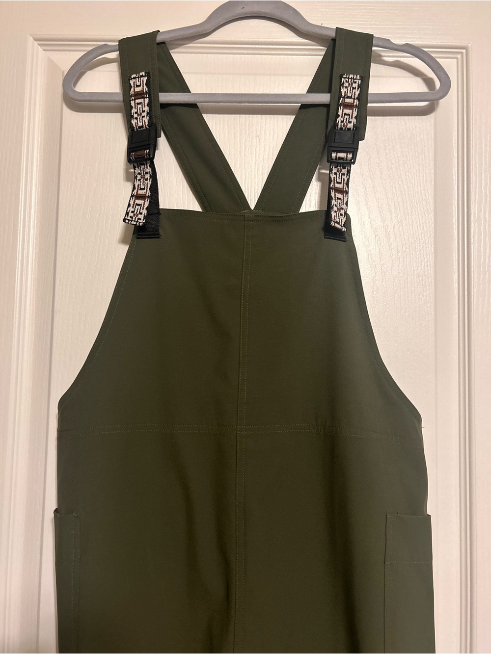Kavu Olive Green Utility Jumpsuit with Patterned Straps Size M